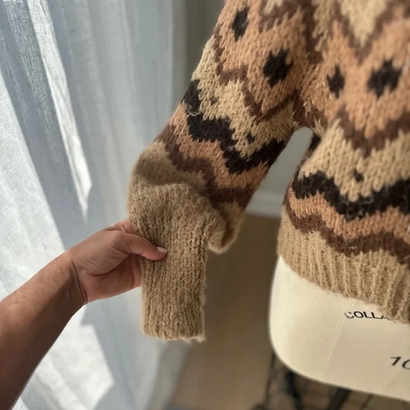 Anthropologie Brown and Tan Patterned Sweater - Picture 5 of 7